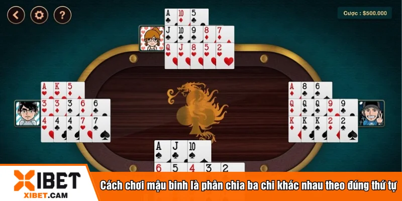 Cách chơi mậu binh là phân chia ba chi khác nhau theo đúng thứ tự