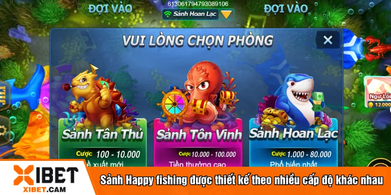 Sảnh Happy fishing được thiết kế theo nhiều cấp độ khác nhau